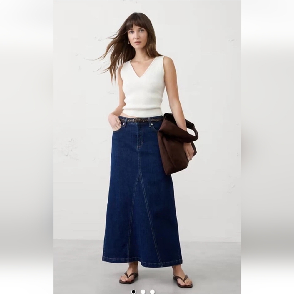 Banana Republic NWT Skirt Womens 6 Dark Wash Denim Maxi Split Jean Zip Fly